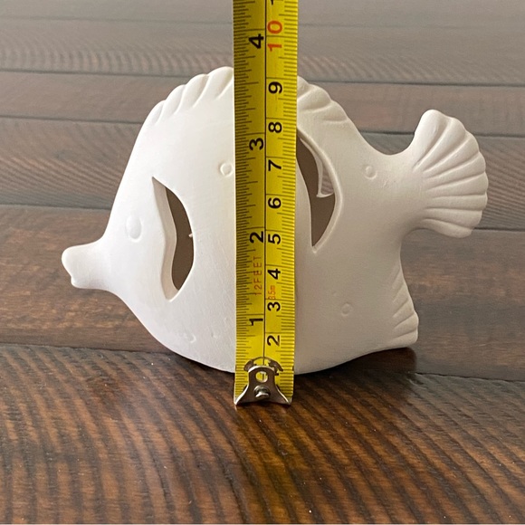 Set of 2 Light-up Ceramic Fish for Nautical Decor Customizable/ Paintable - Picture 8 of 13